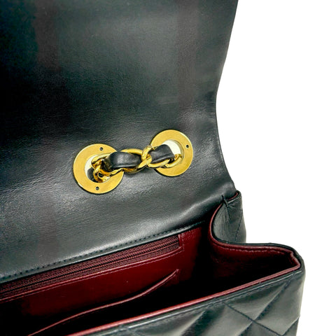 【中古】 CHANEL シャネル JUMBO CLASSIC FLAP デカマトラッセ ショルダーバッグ 3番台(1995年) ブラック ラムスキン ヴィンテージ 中古 USED バッグ