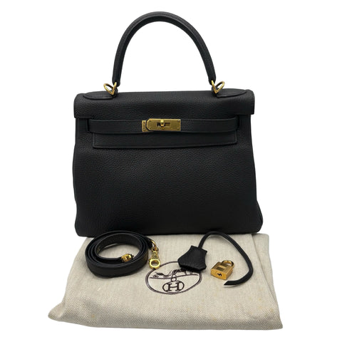 【中古】 Hermes エルメス KELLY28 ケリー28 ハンドバッグ T刻印(2015年) ブラック トゴ 中古 USED バッグ