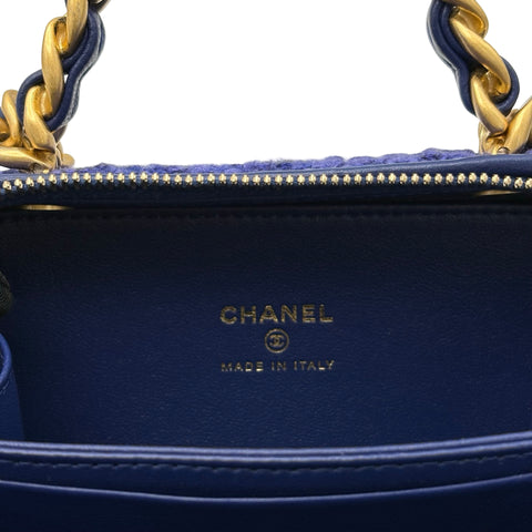 【中古】 CHANEL シャネル MINI CHAIN BAG ミニツイードチェーンバッグ チェーンショルダー ランダム番(2021年～) ブルー/パープル ツイード USED 中古 バッグ