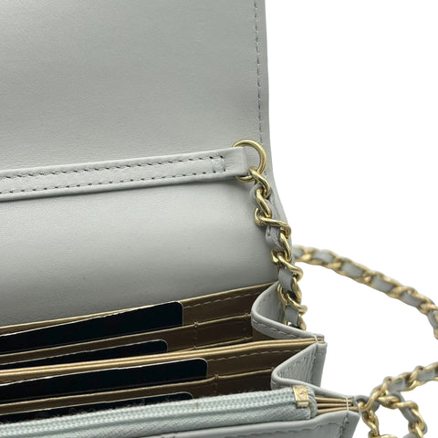 【中古】 CHANEL シャネル MINI MATELASSE FLAP BAG ミニマトラッセ ショルダーバッグ ランダム番(2021年～) グレー(水色系) ラムスキン 中古 USED バッグ