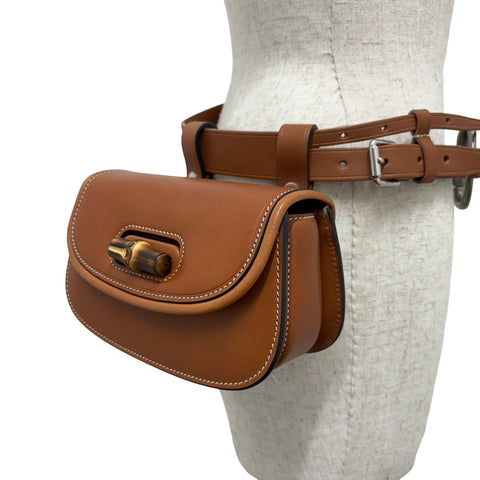 【中古】 GUCCI グッチ MINI BELT BAG ミニベルトバッグ ボディバッグ ブラウン レザー 中古 USED バッグ