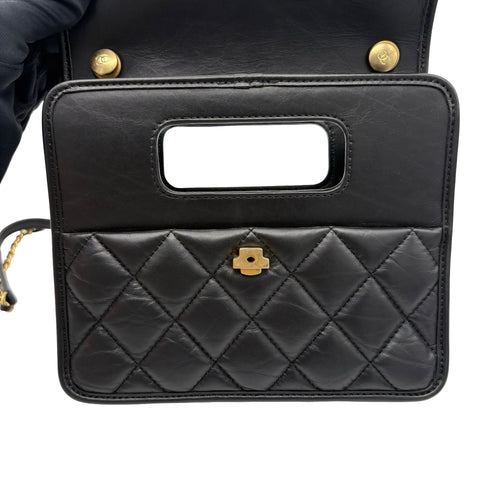 【中古】 CHANEL シャネル MINI FLAP BAG ミニフラップバッグ ショルダーバッグ ランダム番(2021年～) ブラック カーフスキン 中古 USED バッグ