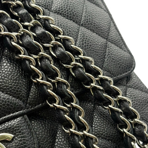 【中古】 CHANEL シャネル MATELASSE 25 BAG マトラッセ 25 ダブルフラップ ショルダーバッグ 26番台(2018年) ブラック キャビアスキン 中古 USED バッグ