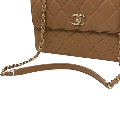 【中古】 CHANEL シャネル TRENDY CC BAG トップハンドル バッグ ハンドバッグ ランダム番(2021年～) ベージュ系 ラムスキン 中古 USED バッグ
