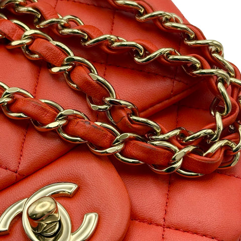 【中古】 CHANEL シャネル MINI MATELASSE FLAP BAG ミニマトラッセ ショルダーバッグ 24番台(2017年) レッド系 ラムスキン 中古 USED SALE