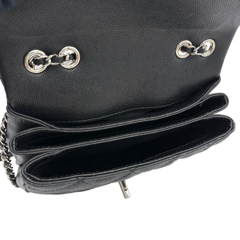 【美品】 CHANEL シャネル MATELASSE SHOULDERBAG マトラッセチェーンショルダーバッグ ショルダーバッグ 25番台(2017-2018年) ブラック キャビアスキン 中古 USED バッグ