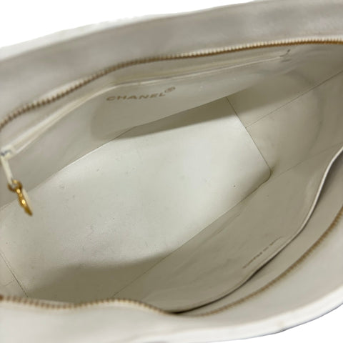 【中古】 CHANEL シャネル 復刻TOTE BAG 復刻トートバッグ トートバッグ 5番台(1994年) ホワイト キャビアスキン 中古 USED バッグ