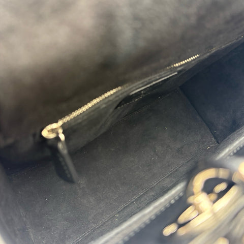 【中古】Christian Dior クリスチャン ディオール LADY DIOR MEDIUM BAG レディディオール ミディアム ハンドバッグ 14-BO-1210(2020年) ブラック ラムスキン 中古 USED バッグ