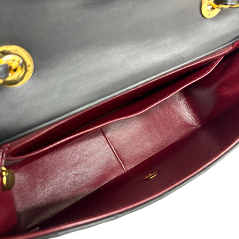 【中古】 CHANEL シャネル JUMBO CLASSIC FLAP デカマトラッセ ショルダーバッグ 3番台(1995年) ブラック ラムスキン ヴィンテージ 中古 USED バッグ