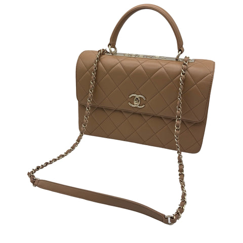 【中古】 CHANEL シャネル TRENDY CC BAG トップハンドル バッグ ハンドバッグ ランダム番(2021年～) ベージュ系 ラムスキン 中古 USED バッグ