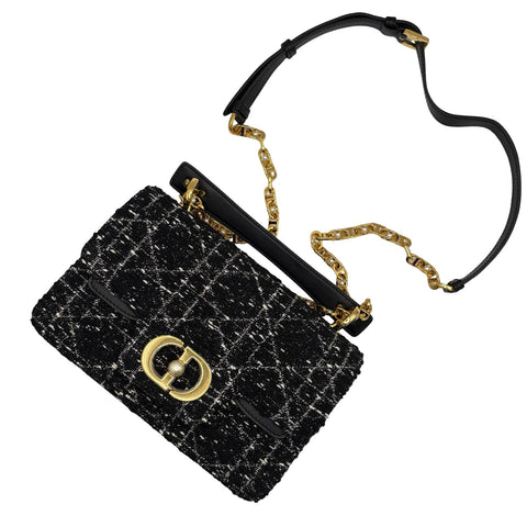 【美品】 Christian Dior クリスチャン ディオール JOLLY MINI ジョリー トップハンドルバッグ スモール ショルダーバッグ ブラック ツイード 美品 USED バッグ
