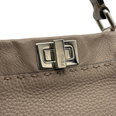 【中古】 FENDI フェンディ Peekaboo Small ピーカブー スモール ショルダーバッグ ハンドバッグ グレー系 レザー×パイソン 中古 USED バッグ