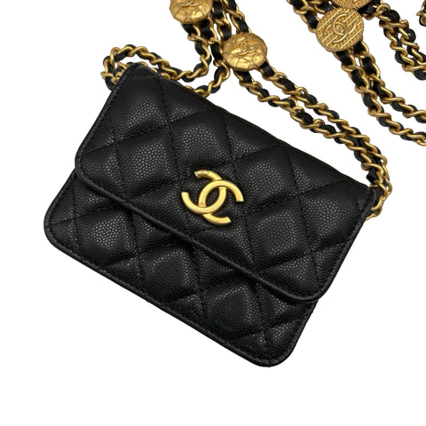【中古】 CHANEL シャネルMINICHAINBAG ミニチェーンBAG ブラック ブランドバッグ ショルダーバッグ 中古品