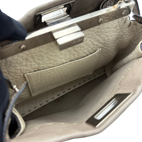 【中古】 FENDI フェンディ Peekaboo Small ピーカブー スモール ショルダーバッグ ハンドバッグ グレー系 レザー×パイソン 中古 USED バッグ