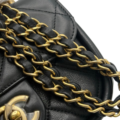 【中古】 CHANEL シャネル MATELASSE 2WAY CHAIN SHOULDER BAG マトラッセ ショルダーバッグ JA******(ICチップ 2021年~) ブラック カーフスキン 中古 USED バッグ