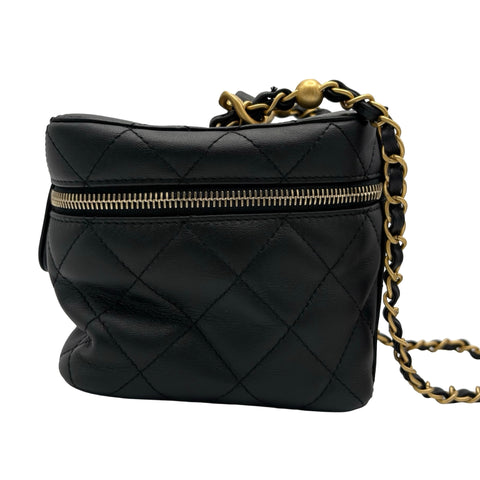 【中古】 CHANEL シャネル VANITYBAG  バニティバッグ ブラック カーフスキン ブランドバッグ ショルダーバッグ 中古品