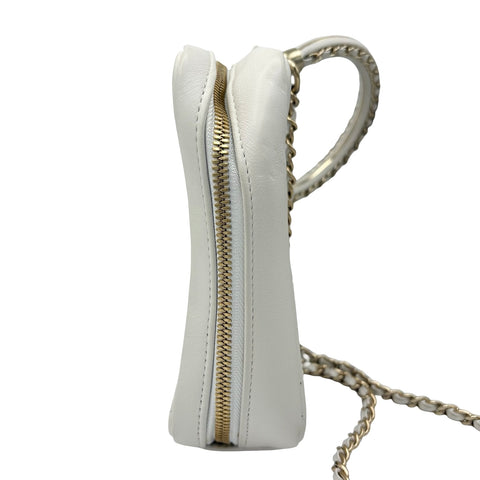 【中古】 CHANEL シャネル ハンドルバッグ  ホワイト ラムスキン 30番台(2020-2021年) ブランドバッグ ショルダーバッグ  中古品 レディース