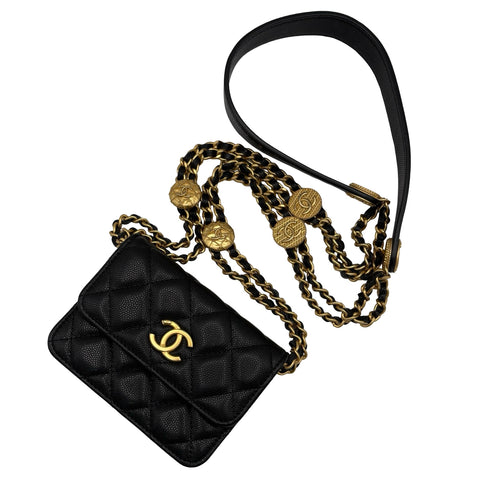 【中古】 CHANEL シャネルMINICHAINBAG ミニチェーンBAG ブラック ブランドバッグ ショルダーバッグ 中古品