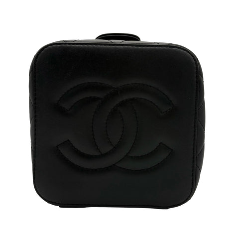 【中古】 CHANEL シャネル VANITYBAG  バニティバッグ ブラック カーフスキン ブランドバッグ ショルダーバッグ 中古品