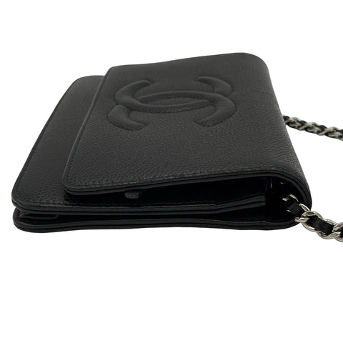 【中古】 CHANEL シャネル CHAIN WALLET チェーンウォレット ショルダーバッグ 19番台(2013~2015年) ブラック キャビアスキン 中古 USED バッグ