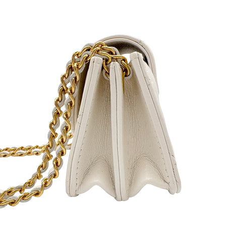 【中古】 CHANEL シャネル ミニフラップ チェーンショルダーバッグ ホワイト ラムスキン ホワイト系 ゴールド金具 ランダム番(2021年～) 中古品