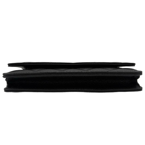 【美品】 CHANEL シャネル CHAIN WALLET チェーンウォレット ショルダーバッグ 27番台(2018~2019年) ブラック キャビアスキン 中古 USED バッグ