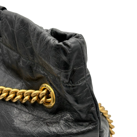 【美品】 BALENCIAGA バレンシアガ CRUSH SHOULDER BAG クラッシュショルダー ショルダーバッグ 742942-1000・O・528147 ブラック レザー 美品 中古 USED バッグ