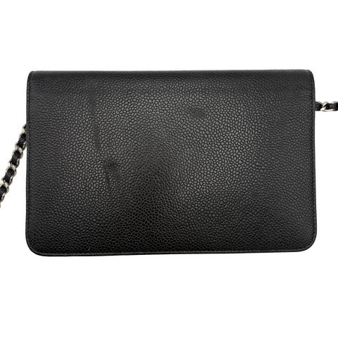 【中古】 CHANEL シャネル CHAIN WALLET チェーンウォレット ショルダーバッグ 19番台(2013~2015年) ブラック キャビアスキン 中古 USED バッグ