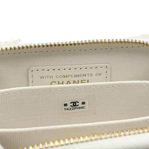 【中古】 CHANEL シャネル MINI CHAIN BAG(VIP X'MAS) ミニチェーンバッグ(VIP X'MAS) チェーンショルダー ランダム番（2023年） ホワイト ツイード 中古 USED バッグ