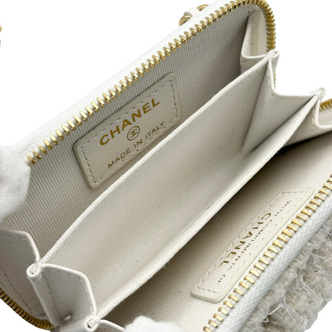 【中古】 CHANEL シャネル MINI CHAIN BAG(VIP X'MAS) ミニチェーンバッグ(VIP X'MAS) チェーンショルダー ランダム番（2023年） ホワイト ツイード 中古 USED バッグ