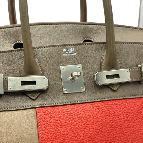 【中古】 Hermès エルメス バーキン30 カザック マルチカラー クレマンス×スイフト シルバー金具 □P刻(2012年) ブランドバッグ ハンドバッグ バッグ  中古品 レディース