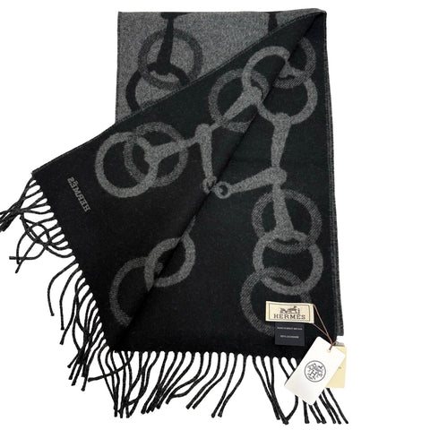 【新品未使用】 Hermes エルメス カシミヤマフラー《エニー・モール》 マフラー フランネル/グリ・シネ・クレール カシミヤ100% 新品未使用