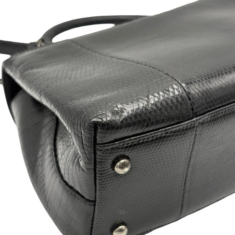 【中古】 CHANEL シャネル COCO HANDLE BAG ココハンドル ショルダーバッグ 21番台(2016年) ブラック リザード USED USED バッグ