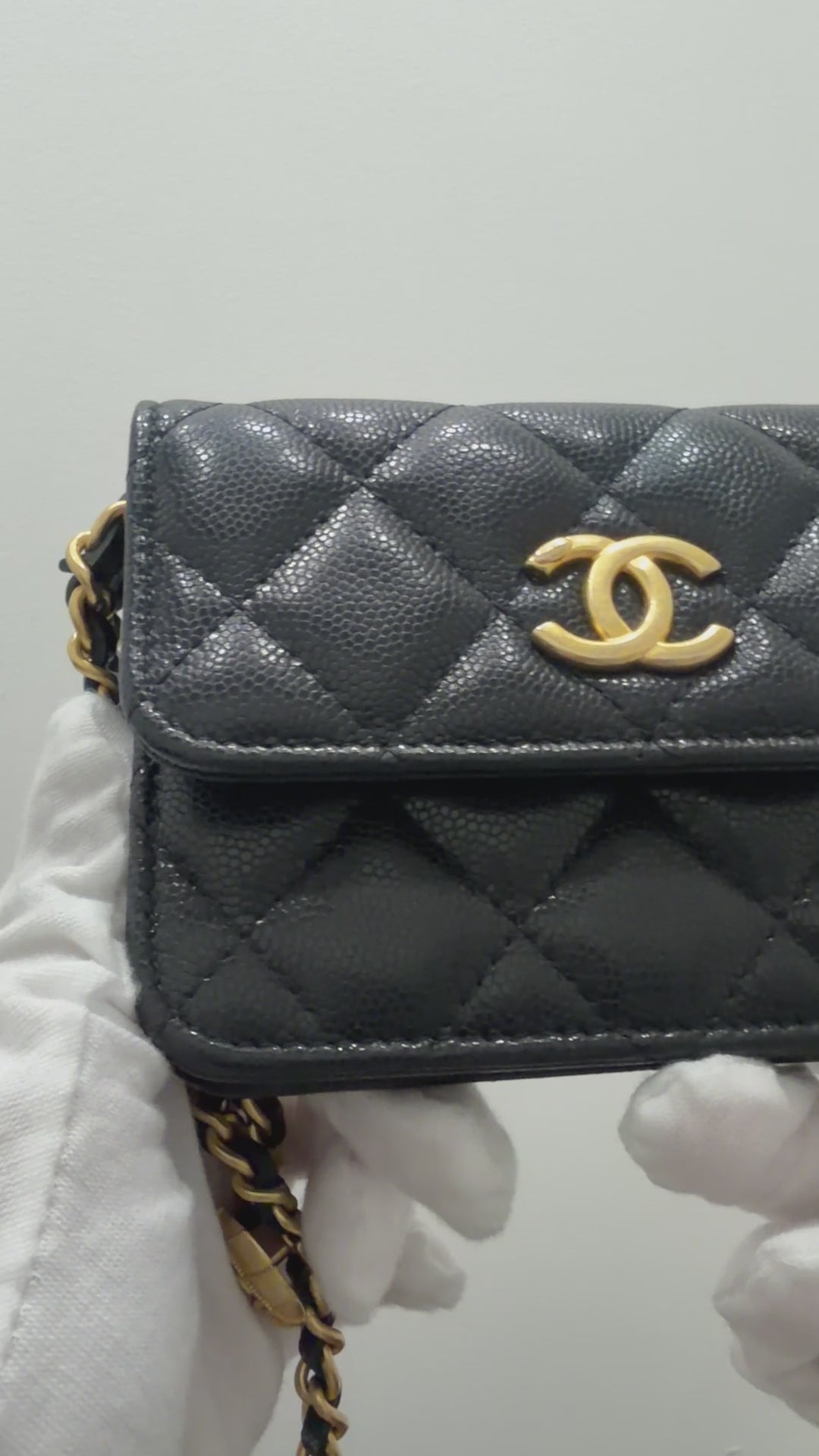 中古】 CHANEL シャネルMINICHAINBAG ミニチェーンBAG ブラック